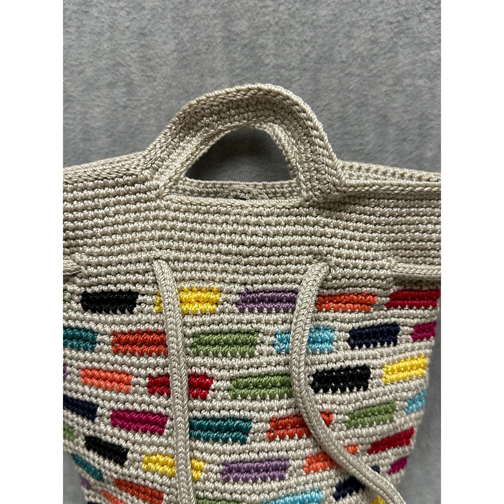 The Sak Dylan Crocheted Backpack Prisma Tile Pattern Multicolor on Beige - Picture 5 of 10
